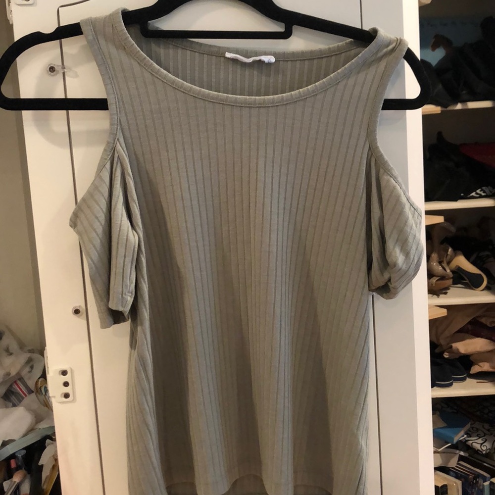 Olive green tank and off the shoulder top